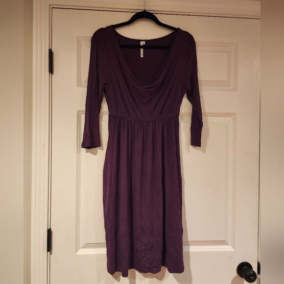 Michael Stars stretchy purple midi dress with pockets Size 2 - Picture 1 of 4